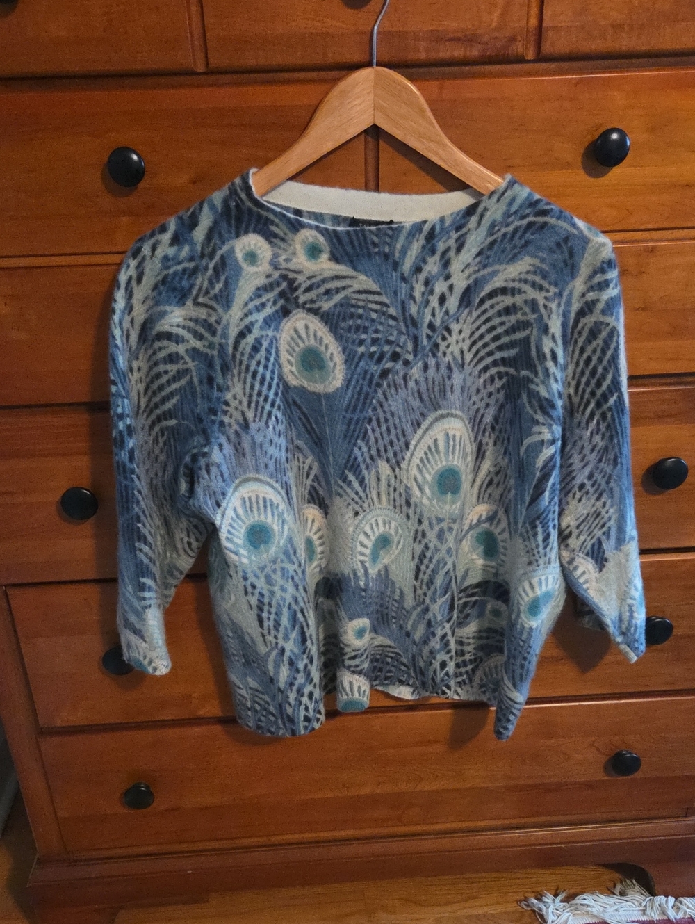 Talbots Blue Peacock Feather Cashmere Sweater